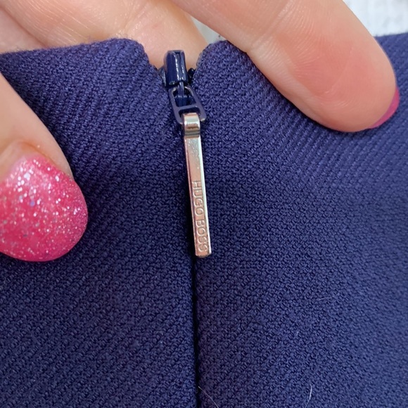 Hugo Boss Leather Navy Blue Sheath Sleeveless Dress size 6 - Picture 4 of 7